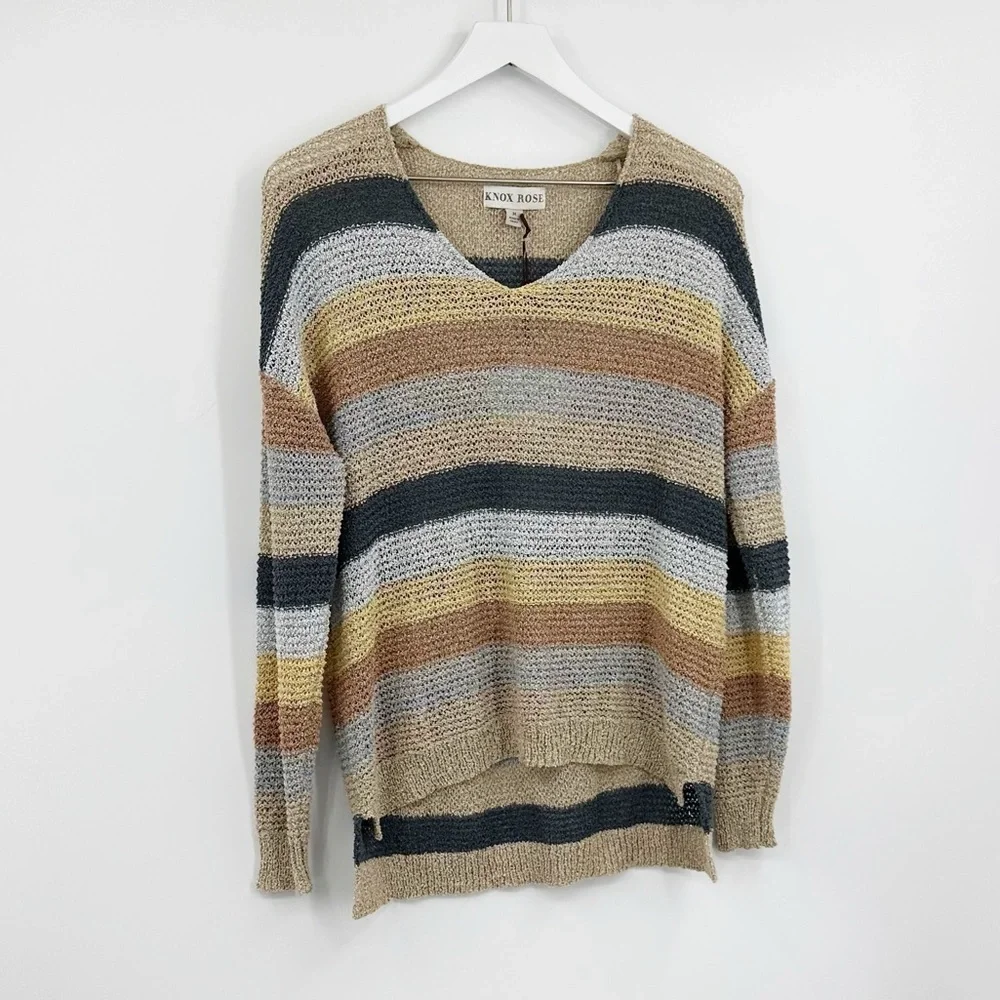 Knox Rose Boho Striped Long Sleeve Shirt Size Medium Granolacore